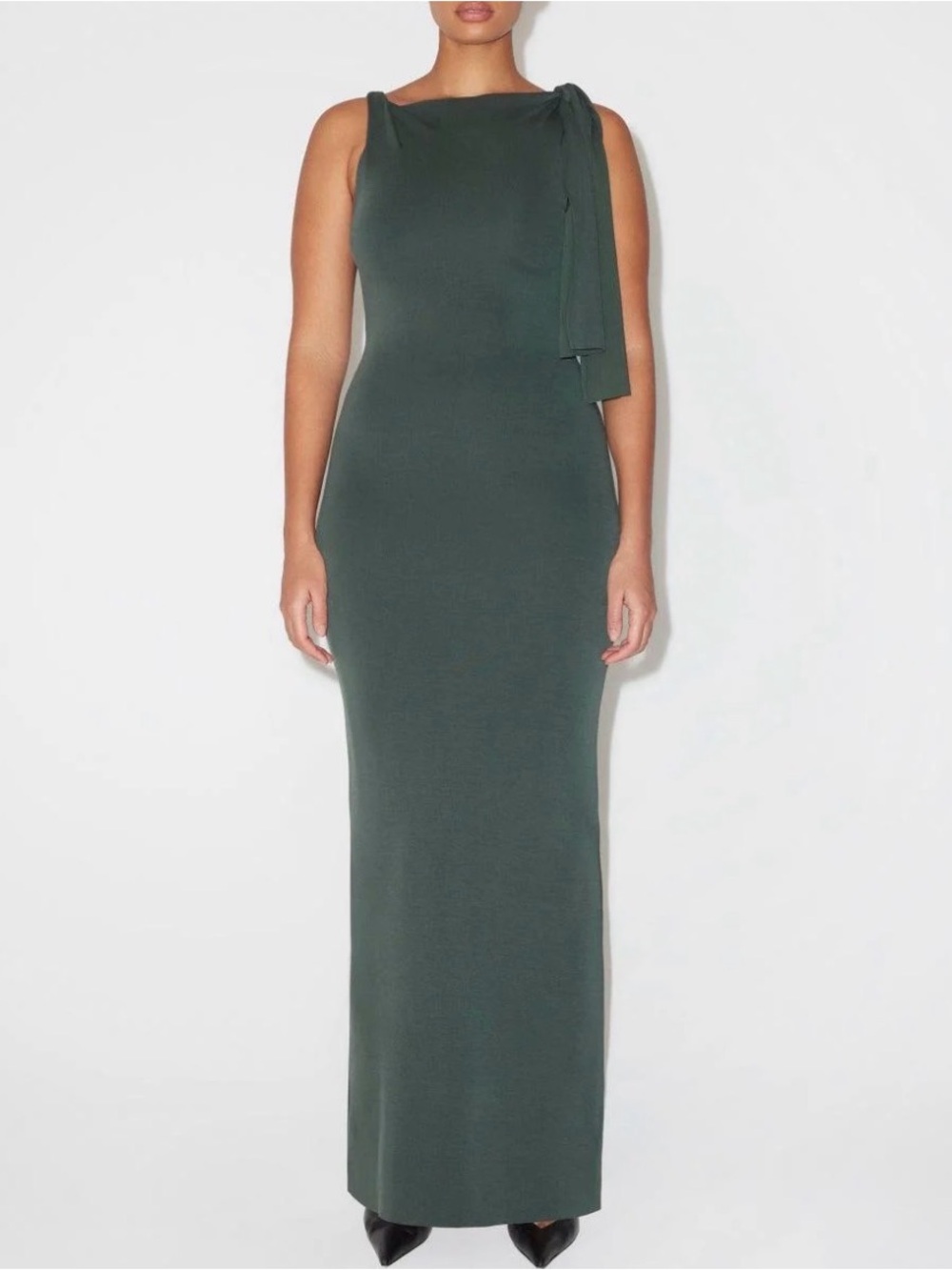 Khy Suedes Stretch Dress with Shoulder Knot - Evergreen